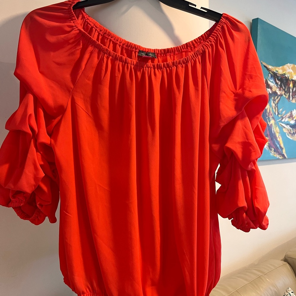 Vince Camuto Red Puff Sleeve Blouse